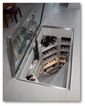 Motorised Glass Cellar Door